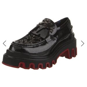 Christian Louboutin Black and Red Loafers